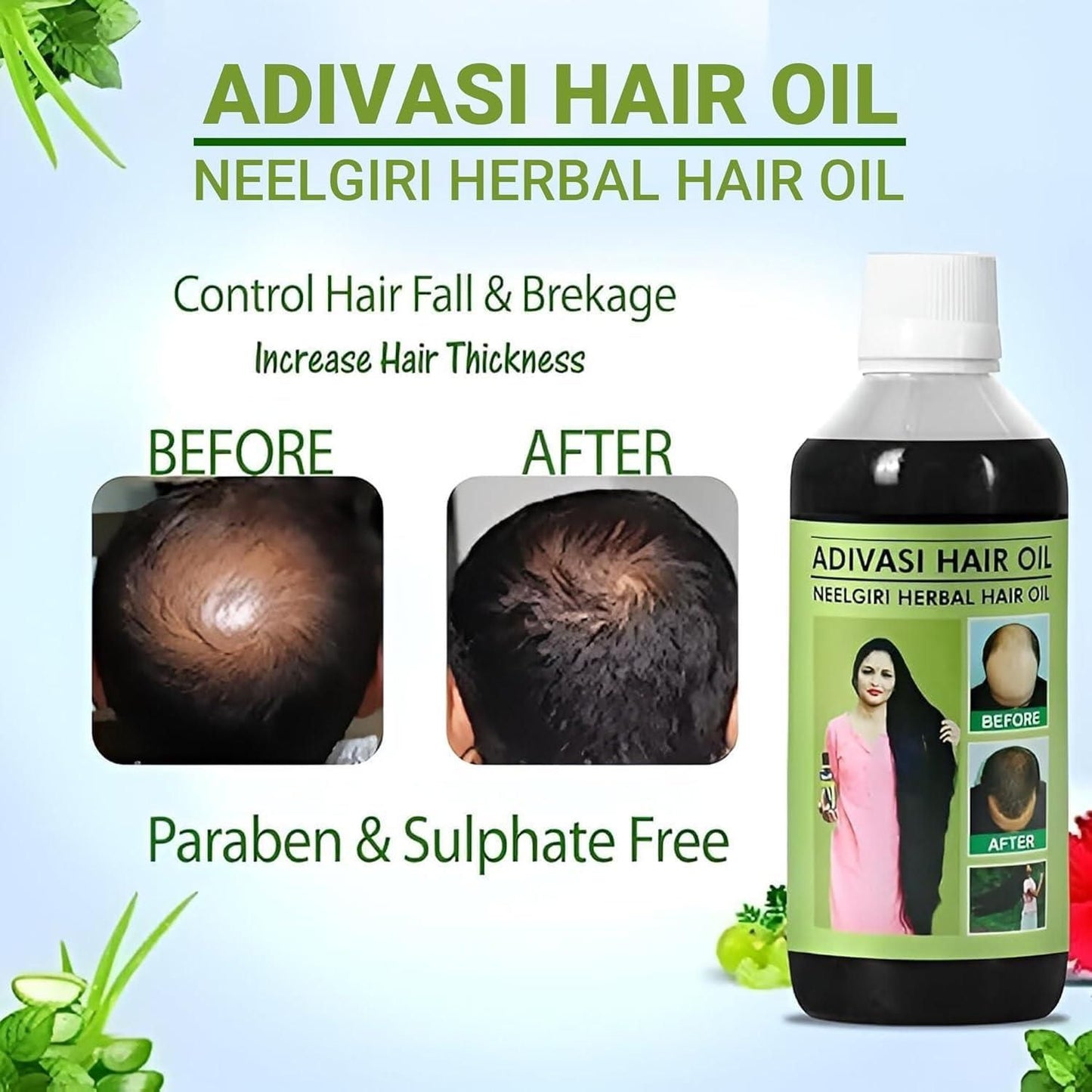 Adivasi Neelgiri Herbal Hair Oil 125ML (Buy 1 Get 1 Free)